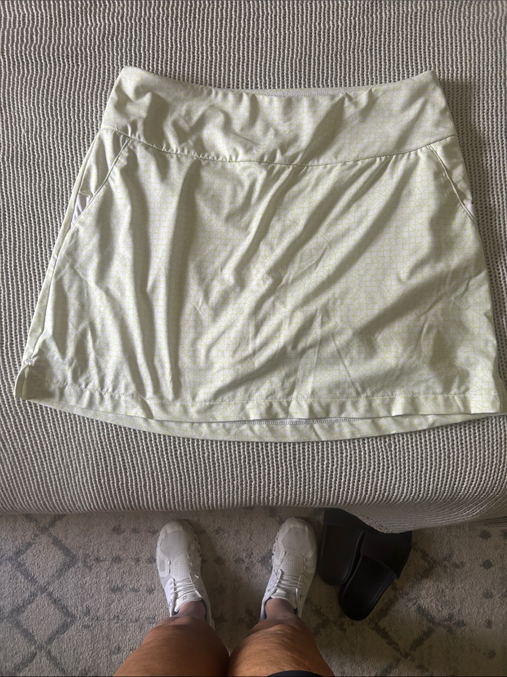NWOT Adidas Women's Gold Skort with Subtle Neon Lime Print